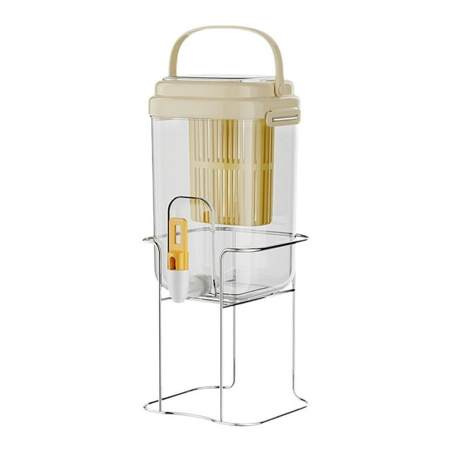 Contenedor de dispensador de bebidas contenedor recipiente toque equipado con conveniente cañón de bebidas de gran capacidad para el refrigerador de Amarillo