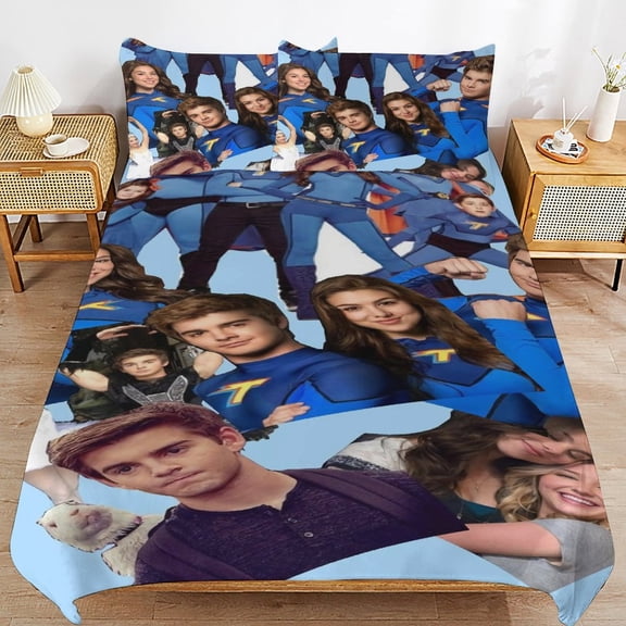 Duvet Cover Bedding Set Cartoon Print Soft Quilt Cover 3 Pieces, 1 Comforter Cover & 2 Pillowcases for Kids Teens Boys Girls Room Decor 86"x70"