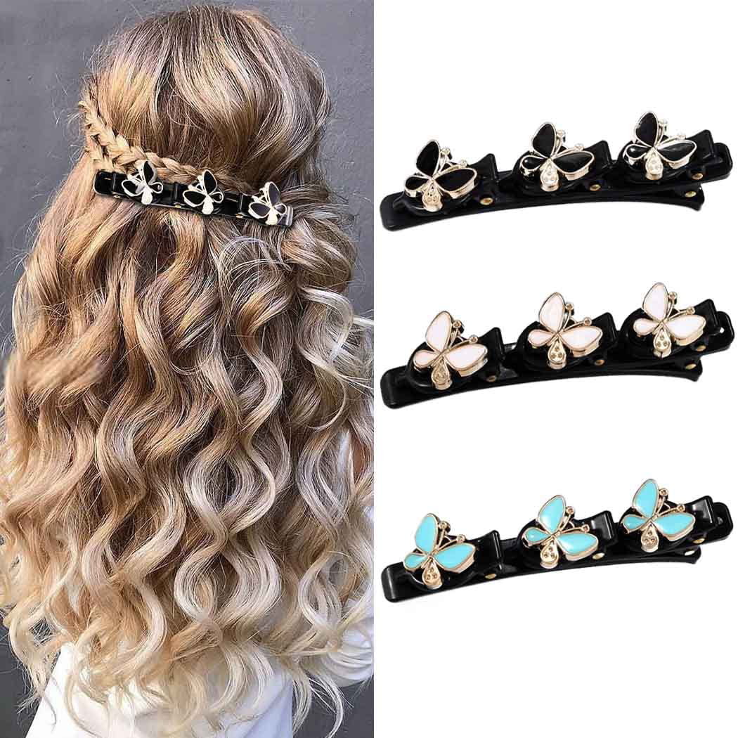 Pompotops 3 PCS Braided Hair Clips with 3 Small Clips for Women Girls Cute  Pearl Braided Hair Barrettes Hair Accessories