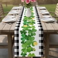 thumbnail image 4 of St. Patrick's Day Table Runner - 60 Inch Long Green Shamrock Grasses Black White Plaid Cotton and Linen Blended Dress Scarves Farmhouse Table Runner for Kitchen Dining, Coffee Table, 13" x 60", 4 of 8