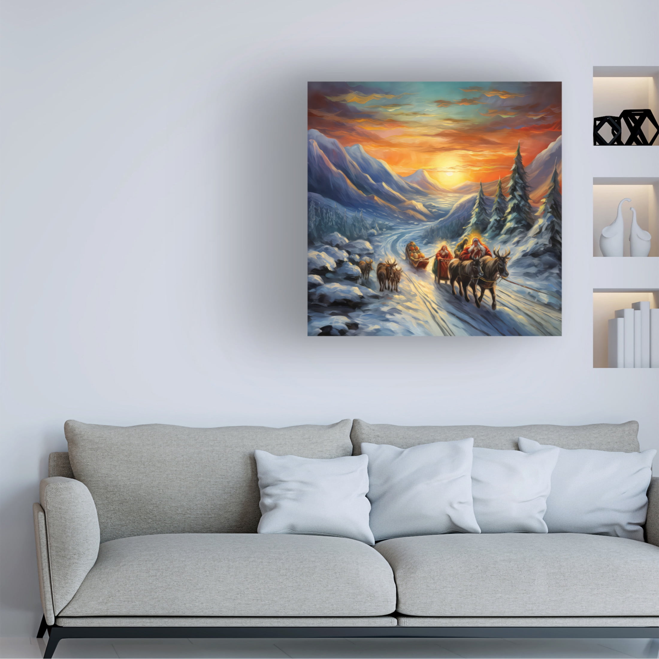 Canvas Wall Art - The Golden Valley 'Christmas Road' Wall Art for Living Room, Bedroom, or Office Décor by Trademark Fine Art - 24 x 24 Inches