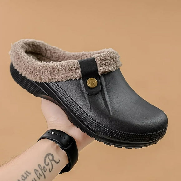 Waterproof Mule Clogs Men Slippers Winter Warm Unisex Fur Slippers House Room Slippers Trend Indoor Floor Shoes Slides For Women tzw