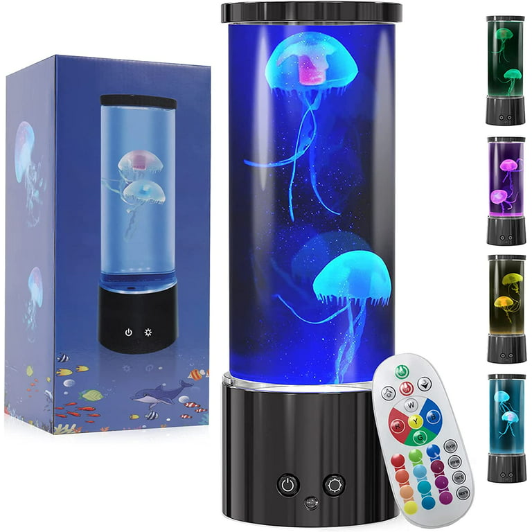 Jellyfish Lamp with Remote Control RGB 17 Color Changing Lights- LED  Jellyfish Aquarium Lava Lamp Night Light for Kids Dad Mom-Home Office Room  Desk Decor Lamp for Christmas Birthday Gifts (Black) 