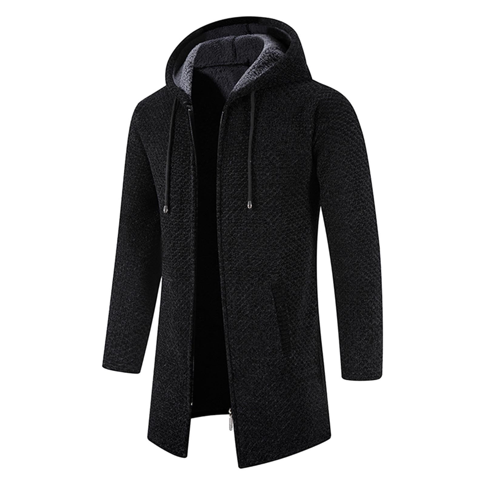 NECHOLOGY Men's Plaid Coat Mens Autumn And Winter Solid Hooded Zipper ...