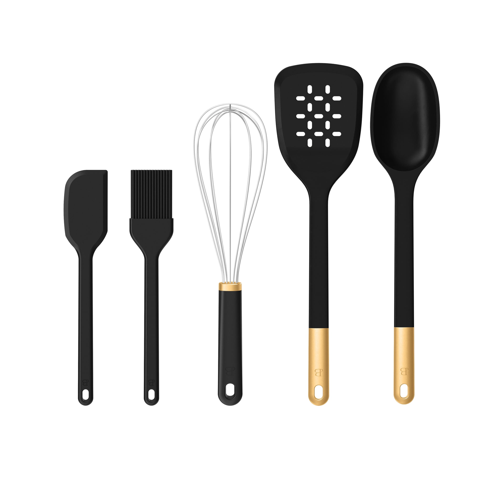 Beautiful by Drew Barrymore 5-Piece Kitchen Tool Set, Black Sesame