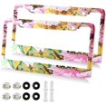 thumbnail image 2 of GZHJMY 2 Pcs License Plate Frame Colorful Butterfly Print License Plate Cover Universal Aluminum US Car Tag Frame with 2 Holes and Screws for Front & Back License Plate Decorative, 2 of 7