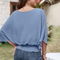thumbnail image 5 of Endives Women's Chiffon Shirt Blouses Casual Boat Neck Chiffon Blouses Batwing Tops Tunic Top Spring Outfit Light Blue, 5 of 7