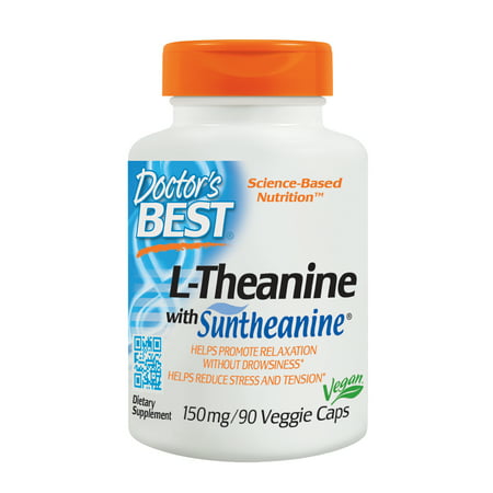 Doctor's Best L-Theanine with Suntheanine , Non-GMO, Gluten Free, Vegan, Helps Reduce Stress and Sleep, 150 mg 90 Veggie (Best Vegetables For Thyroid Health)