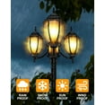 thumbnail image 4 of HORTUZZ Lamp Post Outdoor Lighting, 3-Head Black Hard Wired Pole Light for Outside, E26 Base Maximum 100W (Bulb Not Included), Waterproof Street Light Fixture for Yard, Garden, Driveway (Classic), 4 of 7