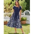 thumbnail image 2 of Vestido midi Zeagoo para mujer, verano 2025, manga corta, azul marino, XXL, 2 of 6