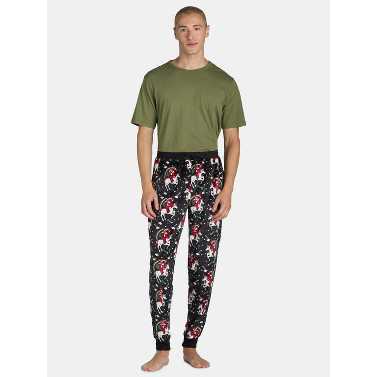 Holiday Time Men s Christmas Fleece Jogger Sleep Pants Santa Unicorn Print Knit Pajama Bottoms Sizes S 3XL Walmart
