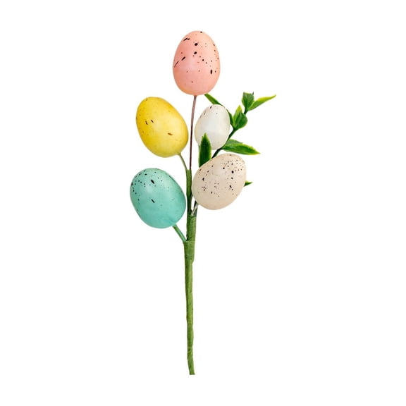 10Pcs Easter Egg Picks, Colorful Egg Sprigs with Floral Bunny Accents, Foam Decorative Picks for Wreath Centerpiece Vase Filler, DIY Spring Home Party Decor