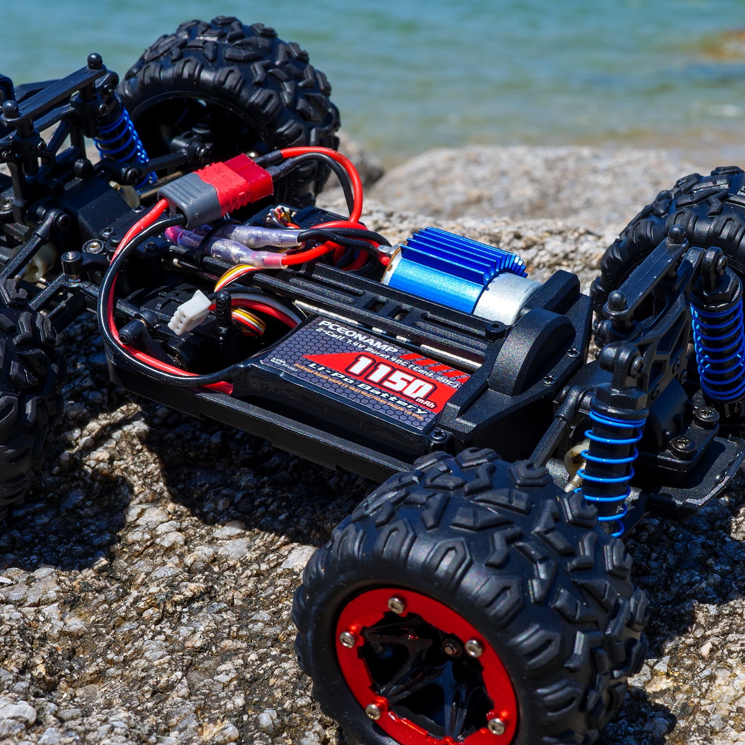 PCEONAMP 2S Lipo Battery 1150mAh 7.4V Burst 40C with T Plug  RC Battery Fit for HBX  18858 18859 18859A 16890A  2196 ,  and Most 1/12, 1/16, 1/18 Scale RC Car Truck with 1 USB Charger （2packs）