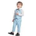 thumbnail image 2 of Baby Boys Formal Suit Toddler Gentleman Suit Dress Slim Fit Shirt+Vest+Pants Outfits Tuxedo 6M - 6 Years,Blue Stripe, 2 of 6