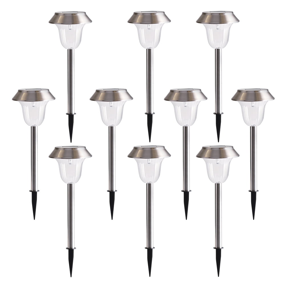 Solar Power Color Changing LED Lights Stainless Steel Lamps Outdoor Garden Lawn 