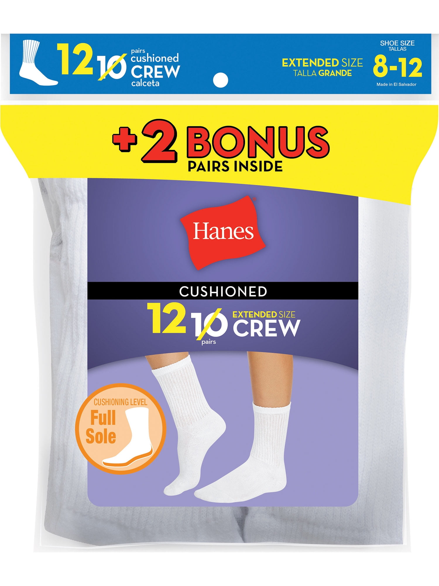 Hanes Women's Cushioned Crew Athletic Socks, 10+2 bonus pack - Walmart.com