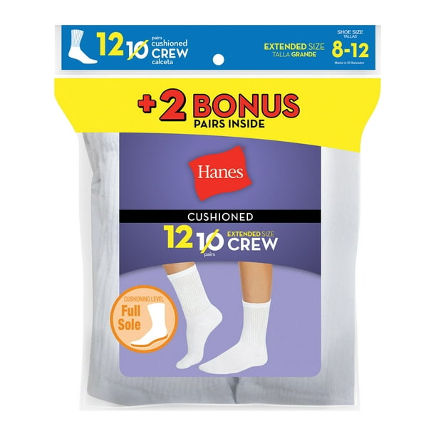 Hanes Hanes Women's Cushioned Crew Athletic Socks, 10+2 bonus pack
