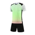 thumbnail image 5 of Zpanxa Boys Teal V-Neck Stripe Soccer Jersey and Navy Shorts Set 2 Piece Athletic Uniform Outfit, 5 of 6