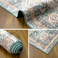 thumbnail image 2 of GlowSol 2' x 6' Runner Rug Persian Vintage Hallway Runner Rug Non Slip Low Pile Floorcover Floral Print Floor Mat for Bedroom Kitchen Laundry Room, Green, 2 of 6