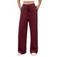 thumbnail image 2 of Pantalones Deportivos Anchos de Cintura Alta para Mujer, Holgados y con Cordón, A para Adolescentes Vino Tinto M, 2 of 9