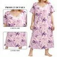 thumbnail image 4 of Loritta Plus Size Nightgowns for Women House Dress Short Sleeve Loungewear Floral Print V-Neck Moomoo Nightgowns Sleepwear XL-5XL, 4 of 6