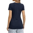 thumbnail image 3 of MOYIKO Crewneck T Shirts for Women Short Sleeve Sexy Cutout Slim Fitted Tees Elegant Tight Summer Tops, 3 of 7