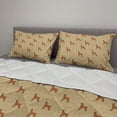 thumbnail image 2 of Boxer Dog Comforter & Sham Bedding Set, Cartoon Purebred Dogs Paw Prints and Bones, 3 pcs Duvet Set Microfiber Filling Quilt, 5 Sizes, Pale Brown Caramel White, by Ambesonne, 2 of 4