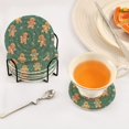 thumbnail image 3 of 6 Pcs Drink Coasters with Holder 3.94in Woven Coasters for Drinks Gingerbread Christmas Theme Pattern Coaster Set for Protection Table, 3 of 7