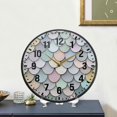 thumbnail image 4 of Yayeee Wall Clock Battery Operated 11.9" Silent Quartz Non-Ticking for Living Room Decor, Light Blue Shimmering Pattern, 4 of 8