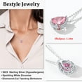 thumbnail image 5 of Bestyle Birthstone Necklace October Tourmaline Pear Pendant Necklace for Women Pure Sterling Silver Jewelry Valentine's Day Gifts for Wife Daughter Mother, 5 of 8