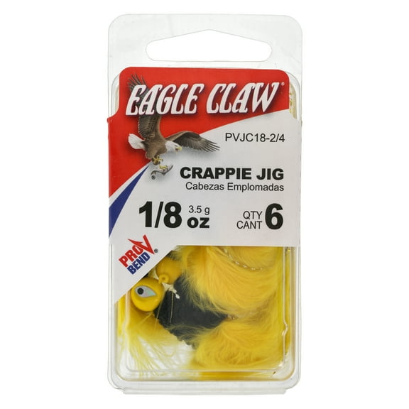 Eagle Claw Marabou Pro-V Crappie Jig 1/8 oz - Yellow/Black