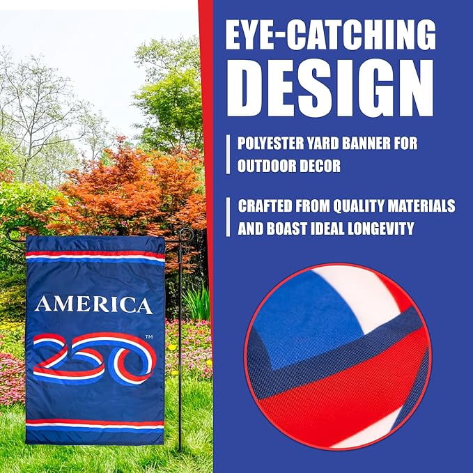 USA 250th Anniversary Banner Flag 2.5ft x 4ft | USA-Made Nyl-Glo Nylon Outdoor Flag | Durable Canvas Header and Brass Grommets | UV Resistant Colors | Special Edition 250 Celebration Flag
