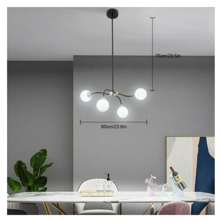 

ZHOUJIA 4-Light Modern Glass Chandelier Kitchens Dining Rooms Pendant Lamp Fixture