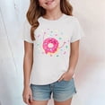 thumbnail image 2 of Toddler Girls Clothes Donut Print Short Sleeve T Shirt Cute Graphic Round Neck for Home Party White 3-4 Years, 2 of 4