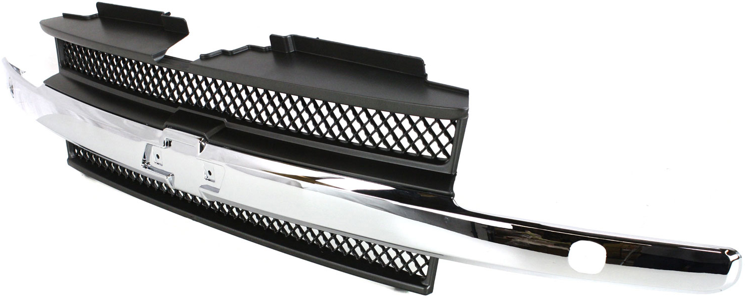 Grille Assembly Compatible With 2002-2005 Chevrolet Trailblazer EXT Textured Gray Shell and Insert