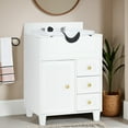 thumbnail image 2 of BarberPub Bathroom Vanities Storage with Shampoo Bowl, Hair Salon Wash Sink Shampoo Station, All White, 2 of 10