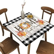 Autumn Pumpkin Square Tablecloth, Fall Maple Wreath Waterproof Wipeable Table Cover, Great for Home Kitchen/Parties/Holiday Dinner, Fit for 34'''' x 34''''Square Table
