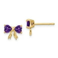thumbnail image 3 of 14K Yellow Gold Gold Polished Amethyst Bow Post Earrings, 3 of 5
