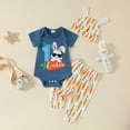 thumbnail image 2 of Gunia Baby Easter Outfit Boy Short Sleeve Cartoon Prints T Shirt Tops Pants Hat Child Kids 3Pc Set Outfits Clothes Clothes Set 3-6 Months, 2 of 7