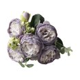 thumbnail image 2 of Flores artificiales, flores de imitación, ramo rústico romántico de rosas falsas, ramo de boda artificial para decoración de jardín, hogar, fiesta Violeta, 2 of 9