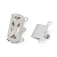 thumbnail image 3 of 10Set 304 Stainless Steel Box Clasps Multi-Strand Clasps 3-Strands 6-Holes Rectangle with Flower Stainless Steel Color 19.8x15x3mm Hole: 1.6mm DIY, 3 of 3