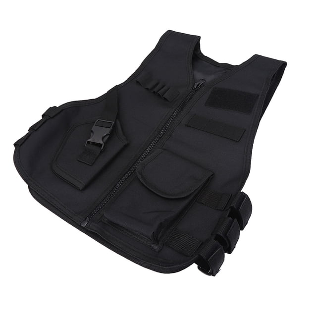Chaleco Táctico para Niños, Chaleco de Combate Militar Transpirable Al Aire Libre para los Hombros, Chaleco de Guardia de Seguridad para Niños para Juegos de Airsoft Al Aire
