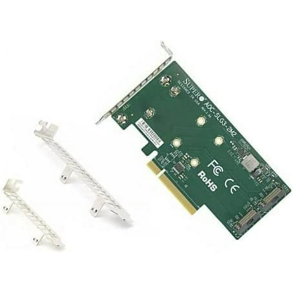 *NEW* Supermicro AOC-SLG3-2M2 PCIe Add-On Card for up to Two NVMe SSDs with 2 Brackets (Low Profile and High Profile)