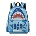 thumbnail image 3 of 16. 5" Shark Backpack Durable Oxford Cloth, Cute Cartoon Design with Adjustable Straps, Tablet Compartment, Lightweight & Stylish for Daily Commute or , Casual Daypack Cartoon Shark Design, 3 of 6