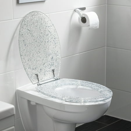 Navaris Clear Round Polyresin 16.5L x 14.2W D Shape Toilet Seat, 1 Piece