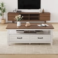 thumbnail image 7 of EastVita 47inch Farmhouse Coffee Table with Drawers Rustic Coffee Table Wood Center Table Easy Assembly Living Room Table for Office Parlor Reading Room - White, 7 of 7