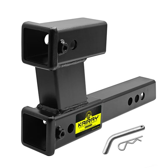 Double Hitch Receiver, 2 inch Trailer Dual Hitch Extension Riser, Hitch Adapter Fits for 2 inch Receiver Extender to 10 inch Max Length, 6 Inch Riser/Drop