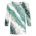 thumbnail image 4 of Birdeem Womens Fashion 3/4 Sleeve Round Neck Printed Loose Tops Blouse, 4 of 12