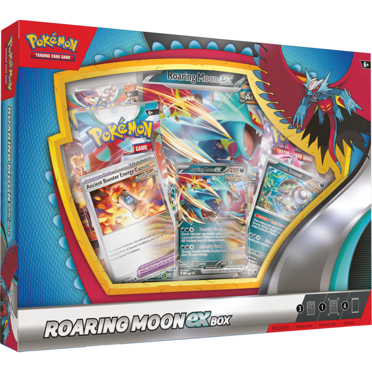 Walmart Pokemon Trading Card Games - Roaring Moon Exo/Iron Valiant Ex Box  with 4 Booster Packs - Walmart.com