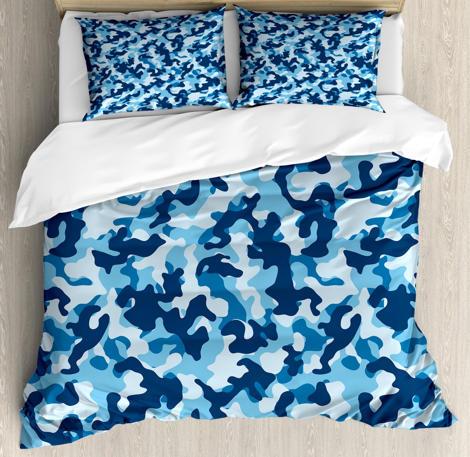 Camouflage Duvet Cover Set Queen Size, Costume Pattern with Vibrant